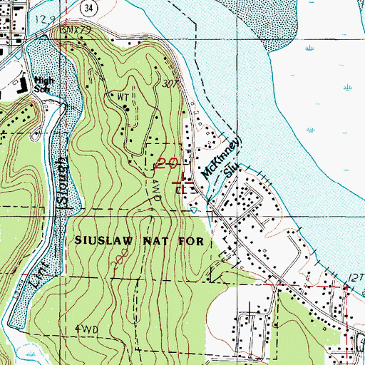 Topographic Map of McKinney Slough, OR