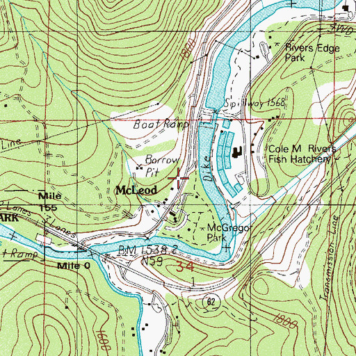 Topographic Map of McLeod, OR