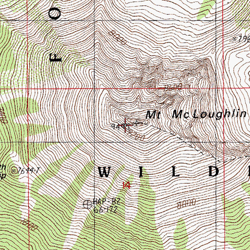 Topographic Map of Mount McLoughlin, OR