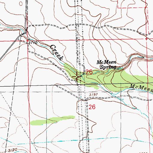 Topographic Map of McMeen Creek, OR