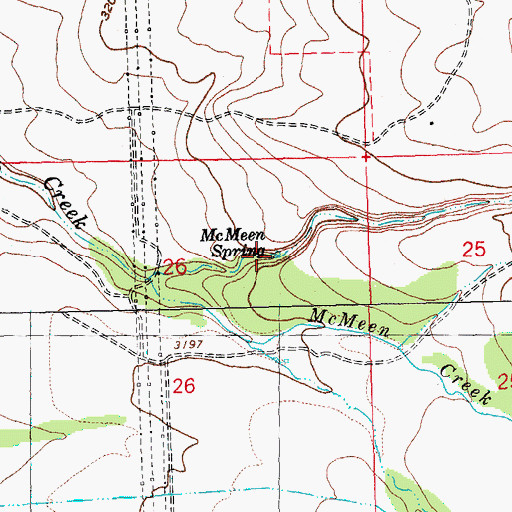 Topographic Map of McMeen Spring, OR