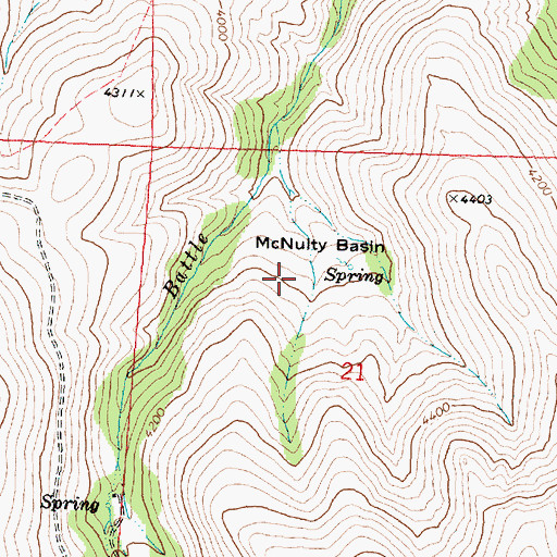 Topographic Map of McNulty Basin, OR