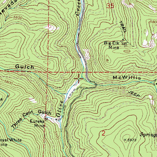 Topographic Map of McWillis Gulch, OR