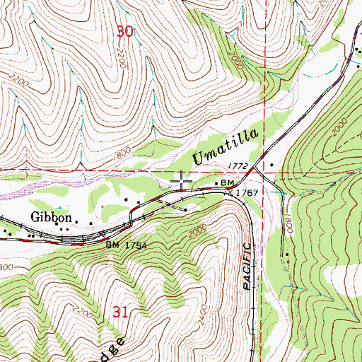 Topographic Map of Meacham Creek, OR