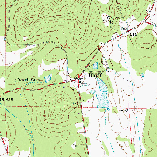 Topographic Map of Bluff, AL