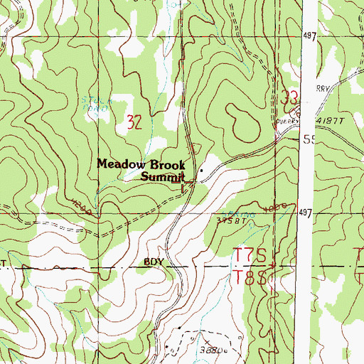 Topographic Map of Meadow Brook Summit, OR