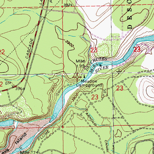 Topographic Map of Meadow Recreation Site, OR