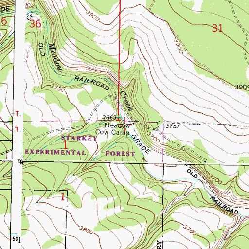 Topographic Map of Meadow Cow Camp, OR