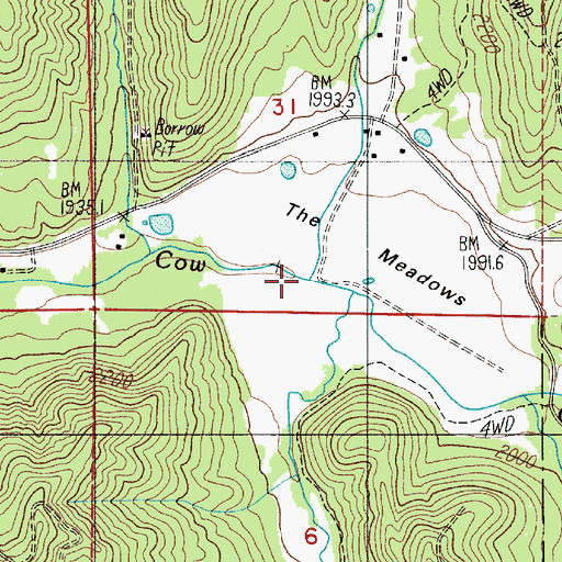 Topographic Map of Meadow Creek, OR