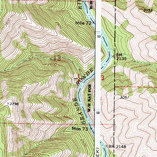 Topographic Map of Meadow Creek, OR