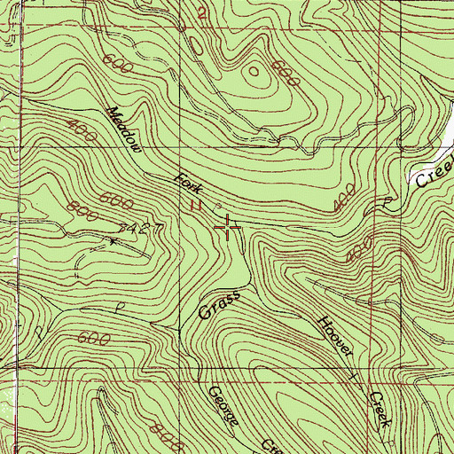 Topographic Map of Meadow Fork, OR