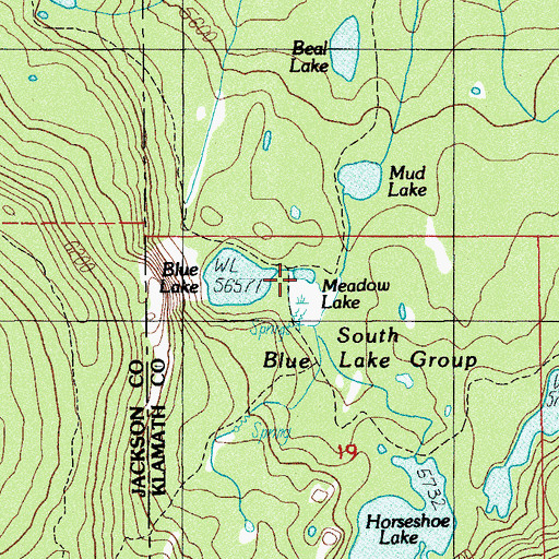 Topographic Map of Meadow Lake, OR