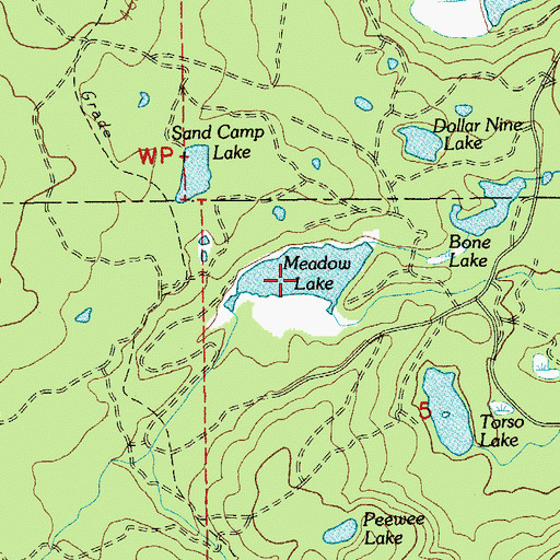 Topographic Map of Meadow Lake, OR