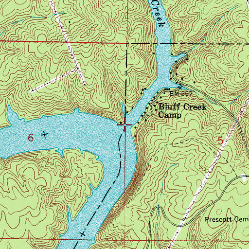 Topographic Map of Bluff Creek, AL