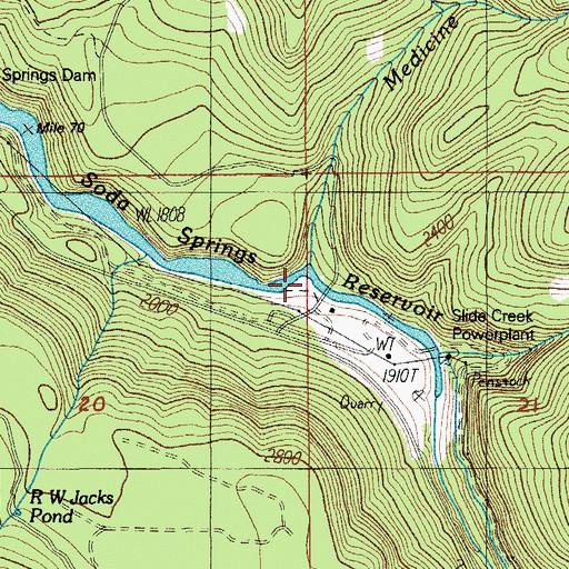 Topographic Map of Medicine Creek, OR