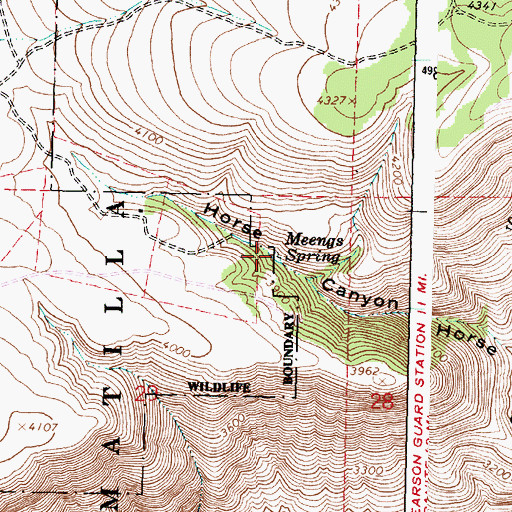 Topographic Map of Meengs Spring, OR