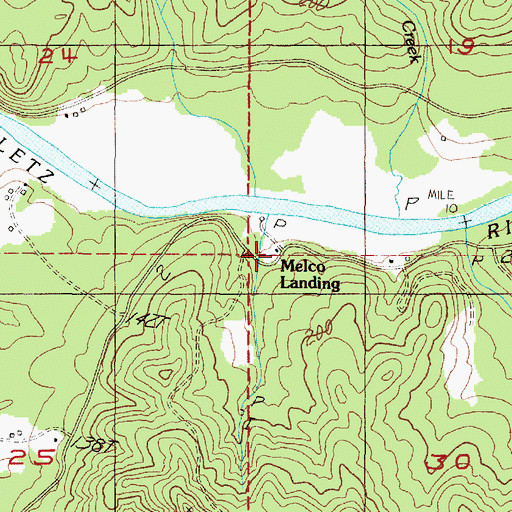 Topographic Map of Melco Landing, OR