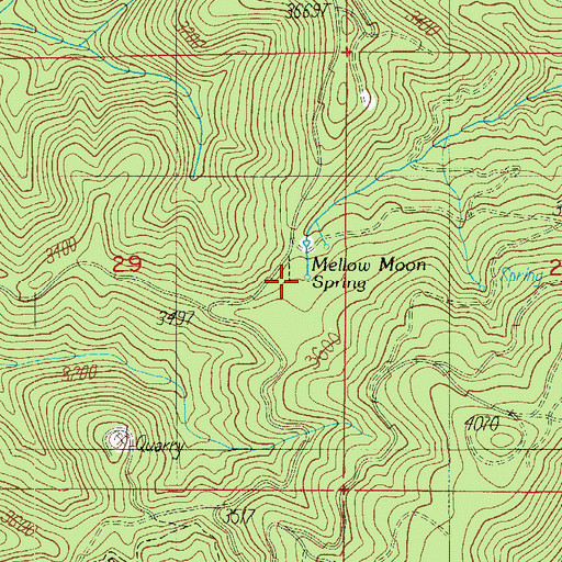 Topographic Map of Mellow Moon Spring, OR