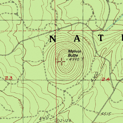 Topographic Map of Melvin Butte, OR