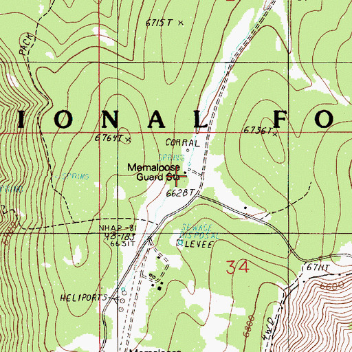 Topographic Map of Memaloose Guard Station, OR