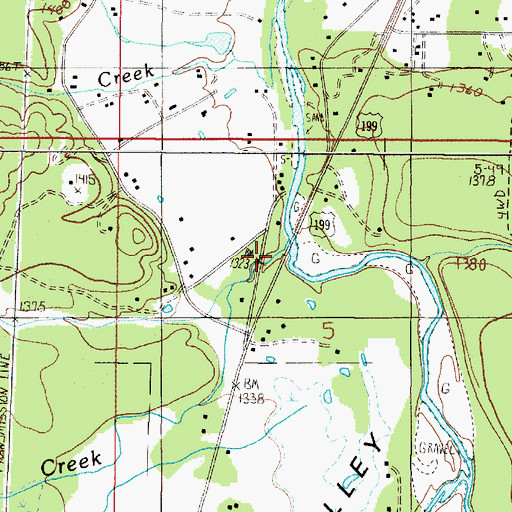 Topographic Map of Mendenhall Creek, OR