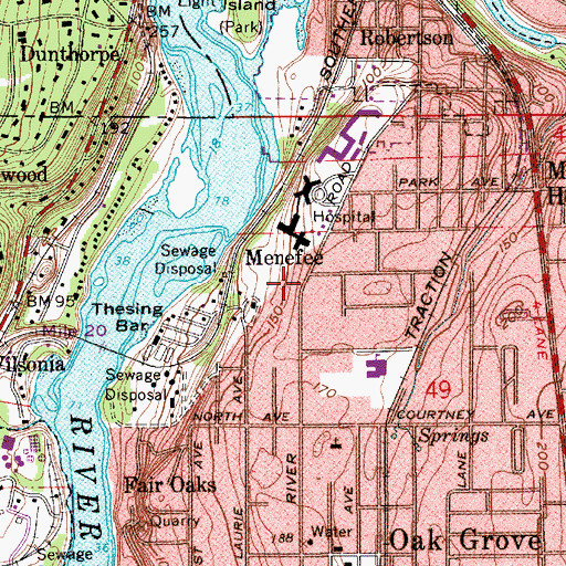 Topographic Map of Menefee, OR