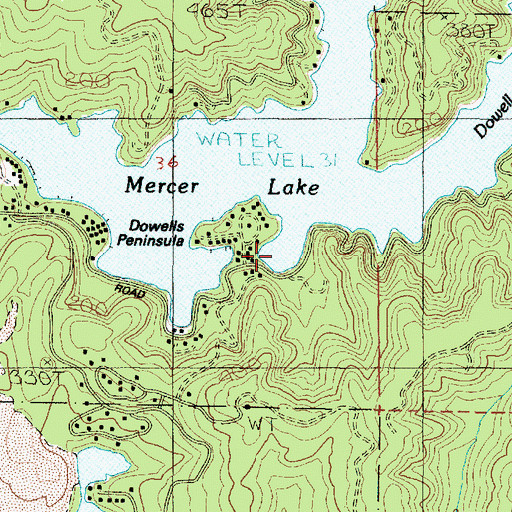 Topographic Map of Mercer Lake, OR