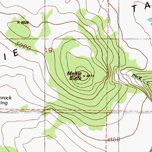 Topographic Map of Merlie Butte, OR