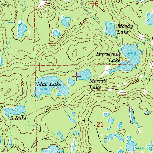 Topographic Map of Merrill Lake, OR