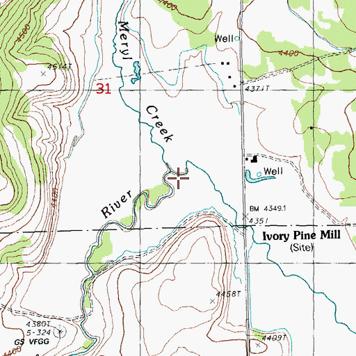 Topographic Map of Meryl Creek, OR
