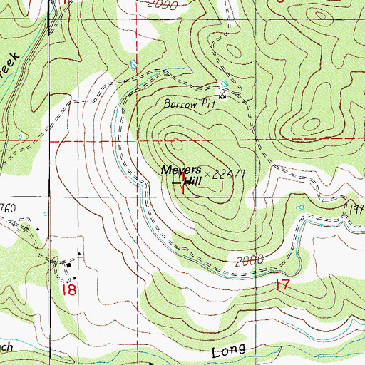 Topographic Map of Meyers Hill, OR