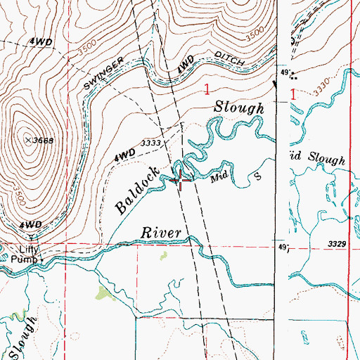 Topographic Map of Mid Slough, OR