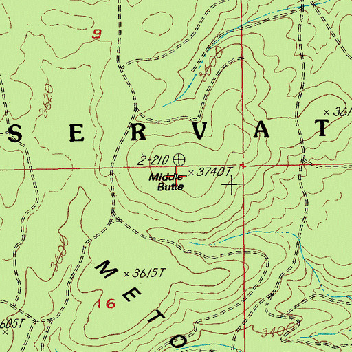Topographic Map of Middle Butte, OR