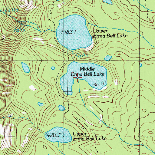Topographic Map of Middle Erma Bell Lake, OR