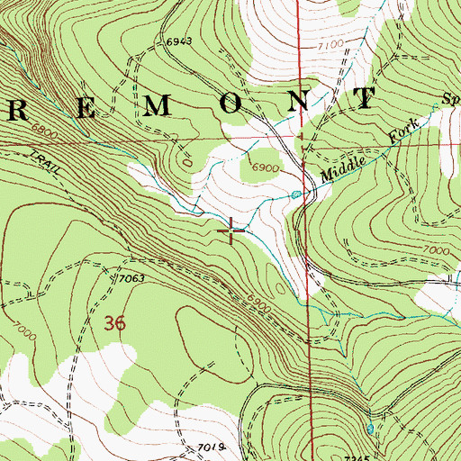 Topographic Map of Middle Fork Crooked Creek, OR