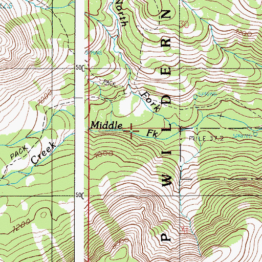 Topographic Map of Middle Fork Big Sheep Creek, OR