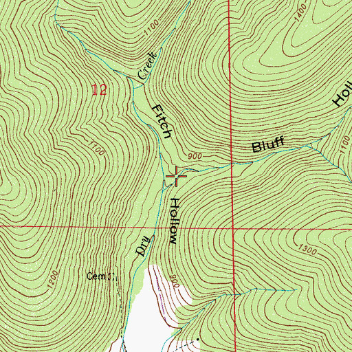 Topographic Map of Bluff Hollow, AL