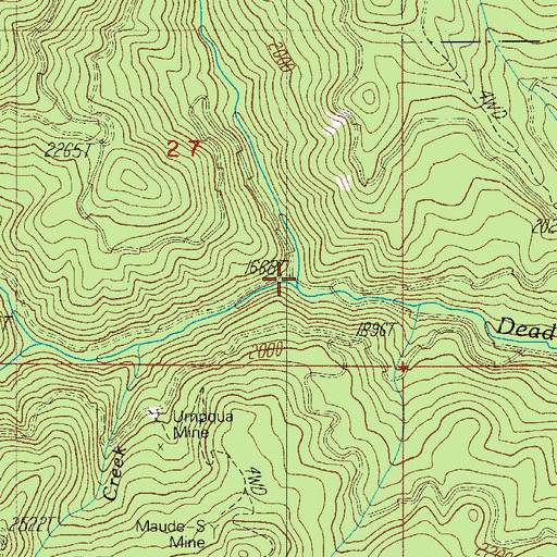 Topographic Map of Middle Fork Deadman Creek, OR