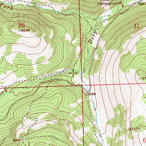 Topographic Map of Middle Fork Deep Creek, OR