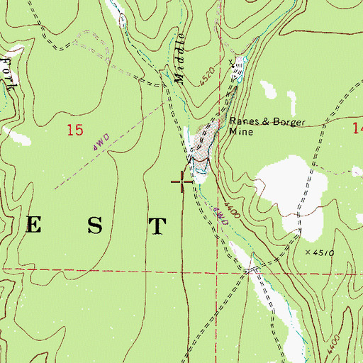 Topographic Map of Middle Fork Dry Creek, OR