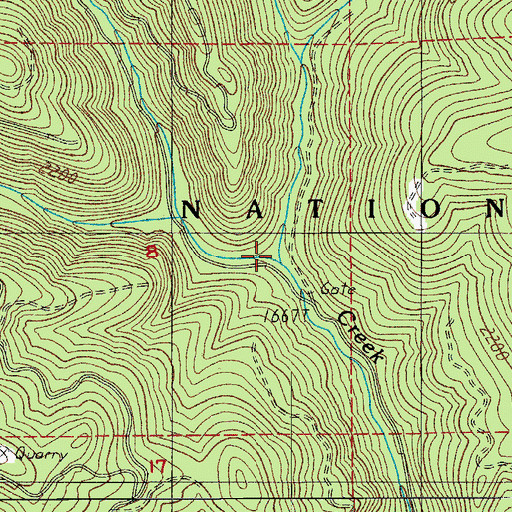 Topographic Map of Middle Fork Junetta Creek, OR