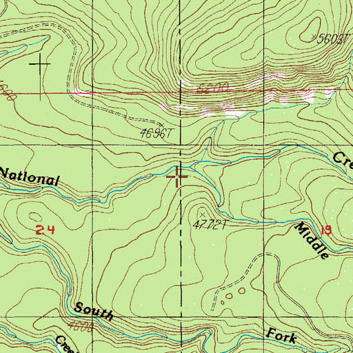 Topographic Map of Middle Fork National Creek, OR