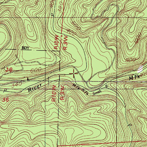 Topographic Map of Middle Fork North Fork Smith River, OR