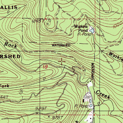 Topographic Map of Middle Fork Rock Creek, OR