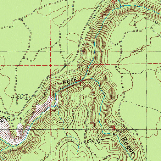 Topographic Map of Middle Fork Rogue River, OR