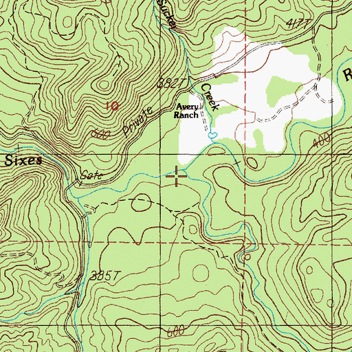 Topographic Map of Middle Fork Sixes River, OR