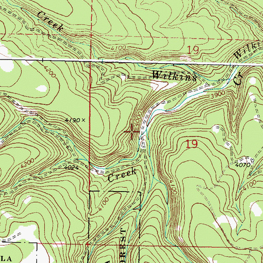 Topographic Map of Middle Fork Wilkins Creek, OR