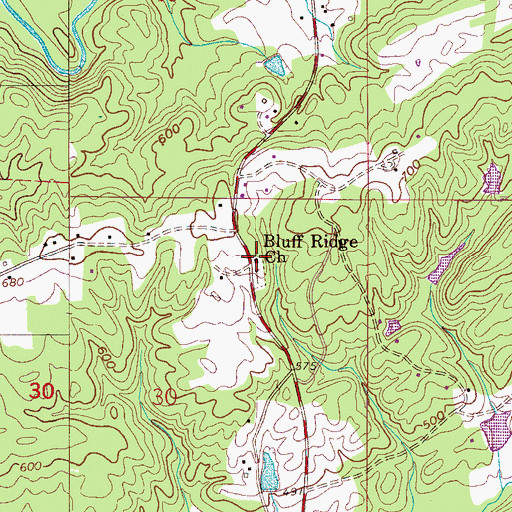 Topographic Map of Bluff Ridge Church, AL