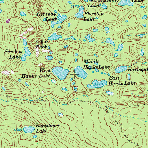 Topographic Map of Middle Hanks Lake, OR