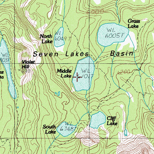 Topographic Map of Middle Lake, OR